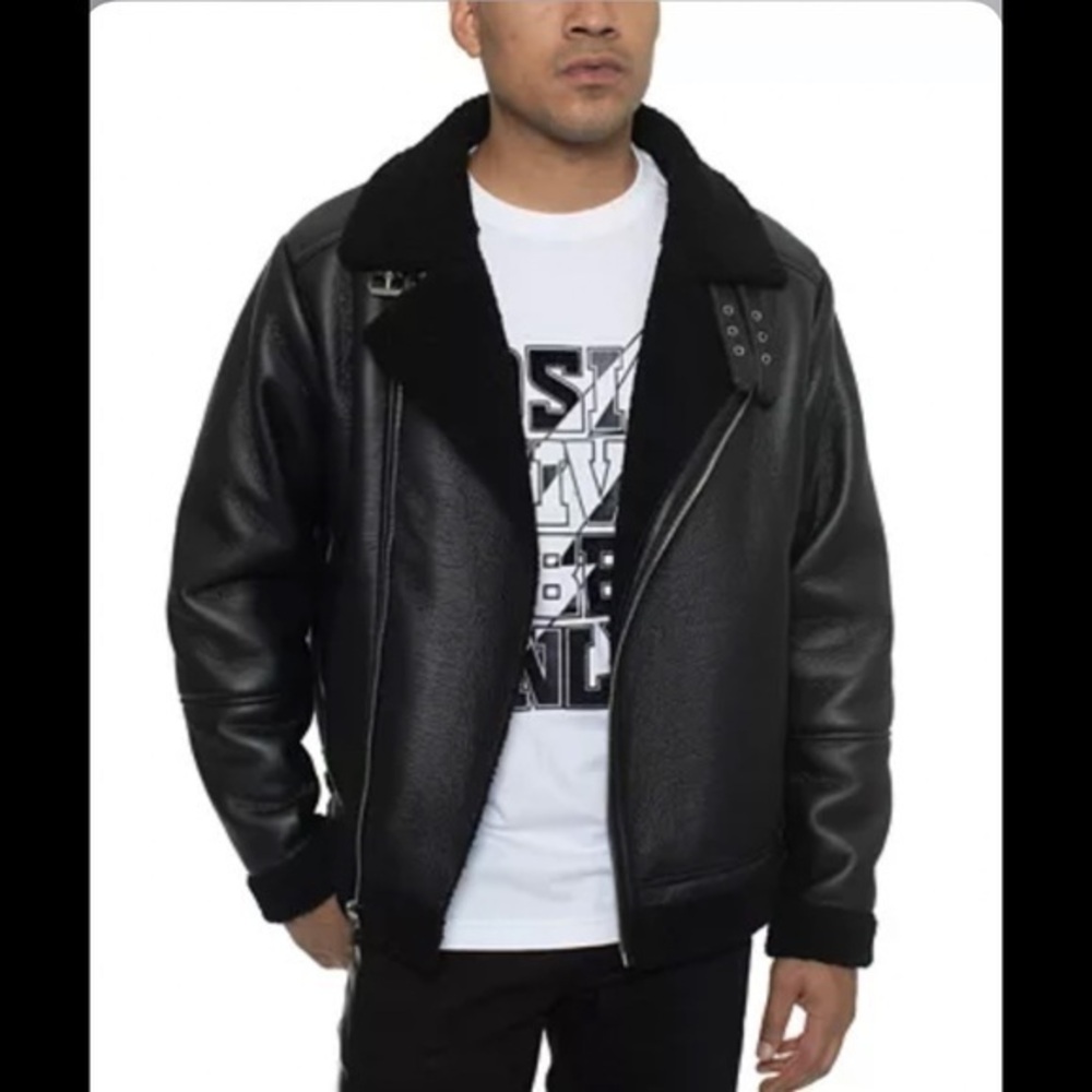 NWT Sean John Shearling Motorcycle Jacket Sz Med
